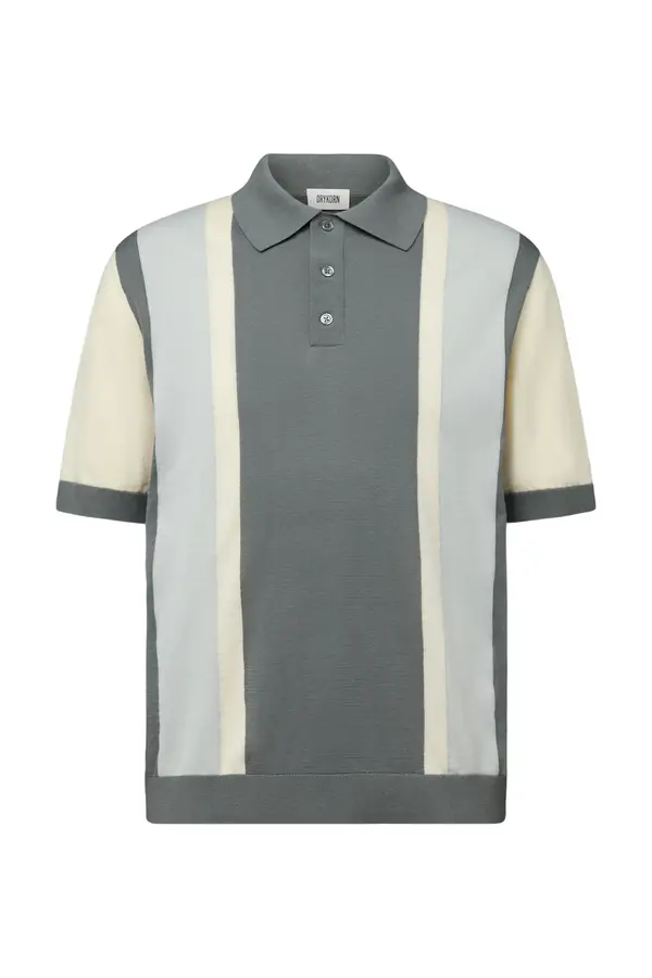 Strickpolo Tamian grün Streifenmuster