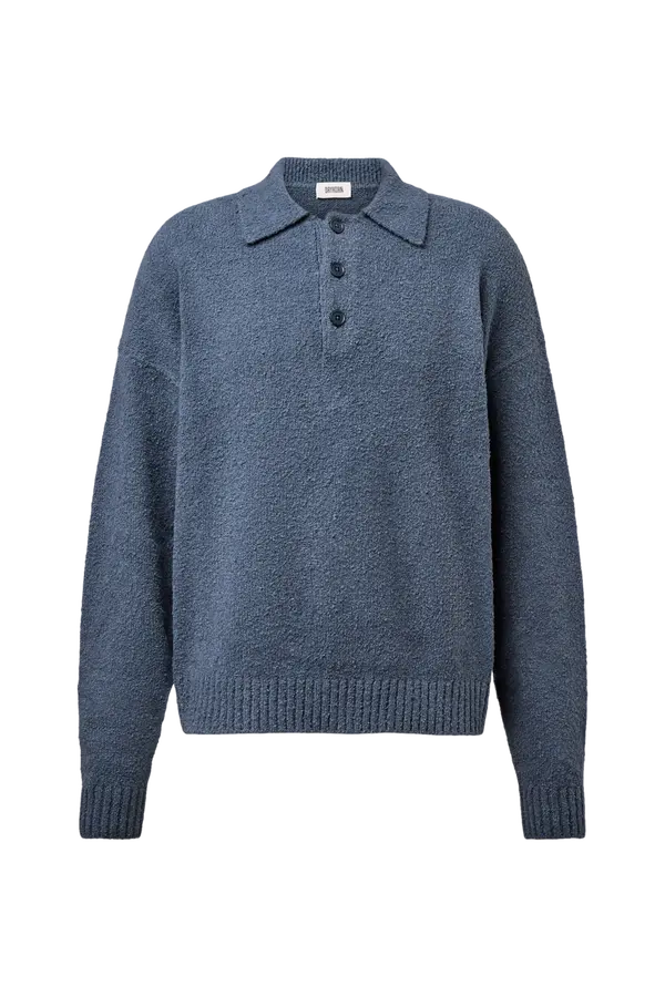 Strick Poloshirt Bekket blau