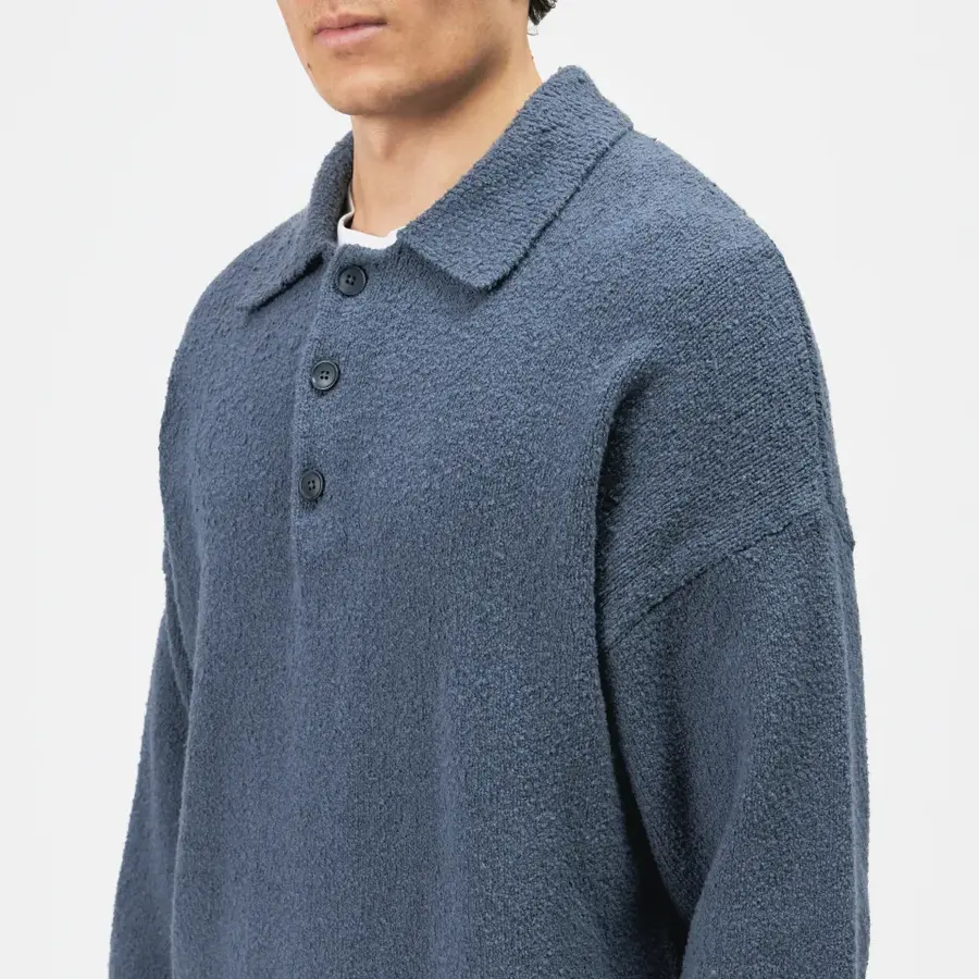 Strick Poloshirt Bekket blau_01
