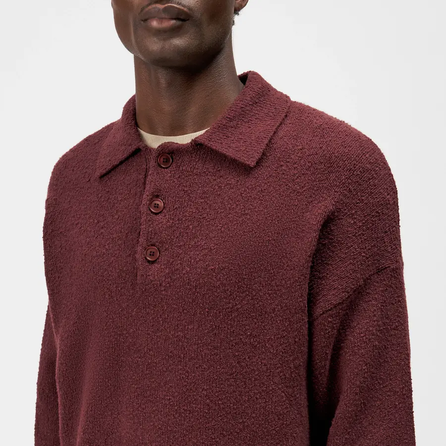 Strick Poloshirt Bekket burgundy_01