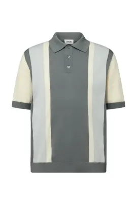 Strickpolo Tamian grün Streifenmuster