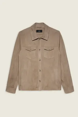 Lederhemd Dex grey taupe