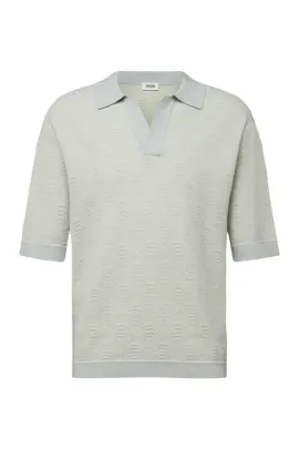 Strickpolo Laurenzzo Jacquardmuster grün