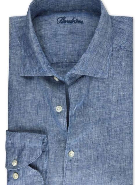 Leinenhemd Slimline blau