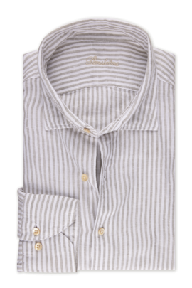 Leinenhemd slimline gestreift beige