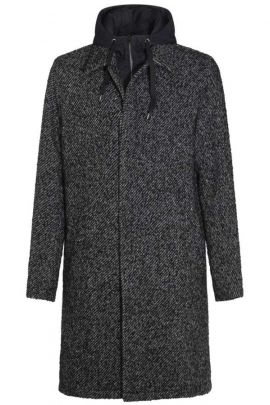 Wollmantel Boucle schwarz