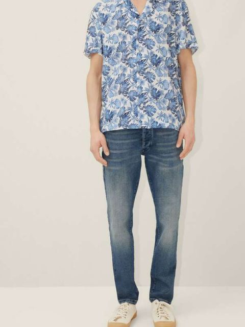 Kurzarm Hemd Bijan floral print blau